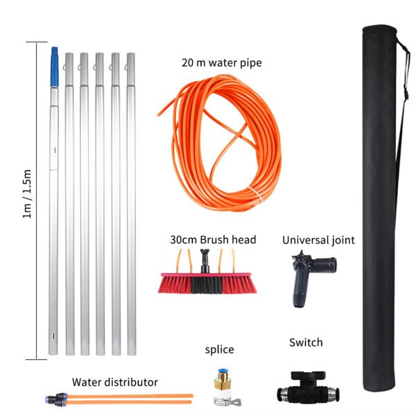 9-40ft Water Fed Telescopic Pole Solar Panel Clean Brush Kit - Image 5